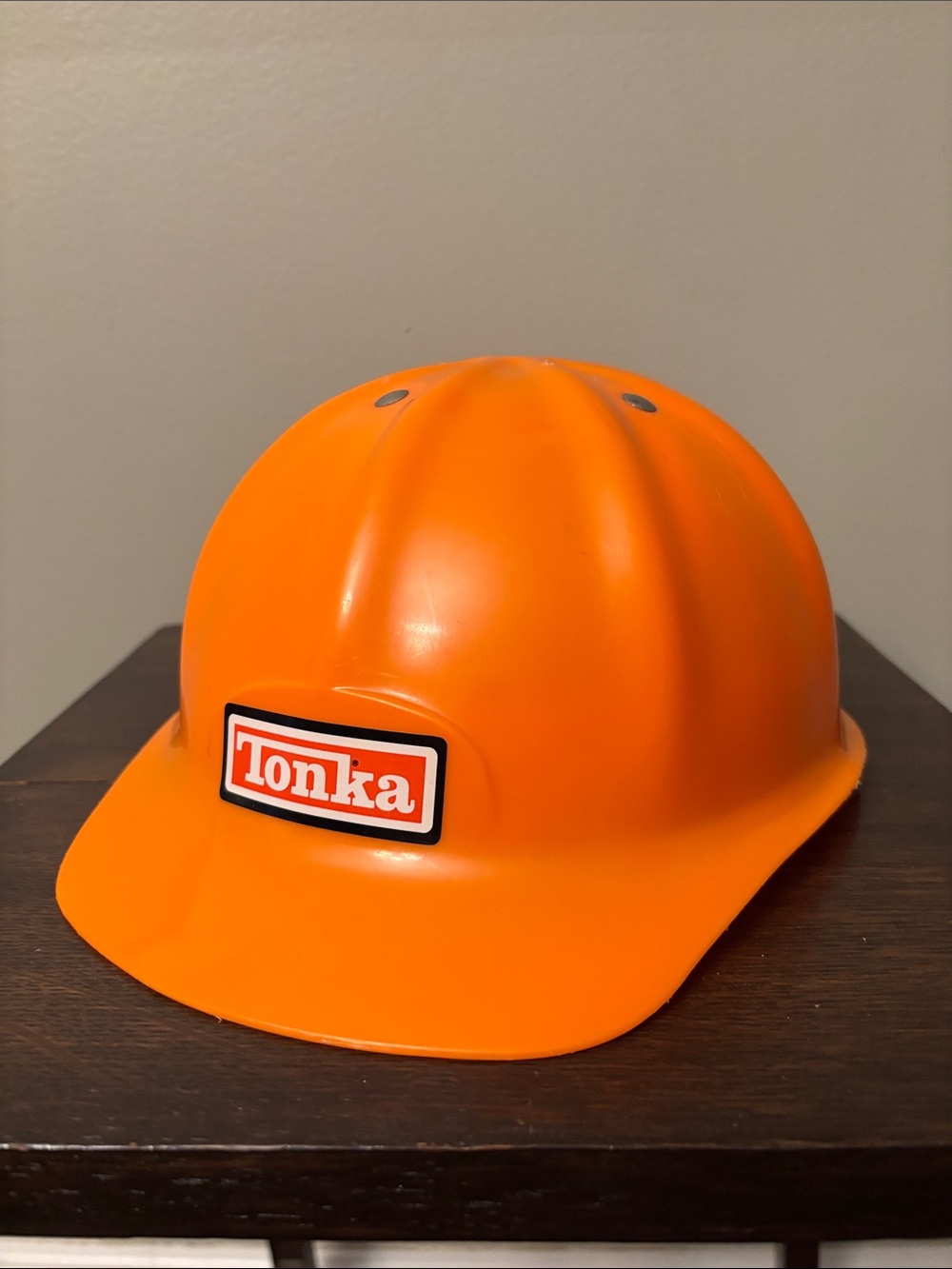 Vintage Tonka Childrens Orange Play Construction Helmet Hard Hat Plastic